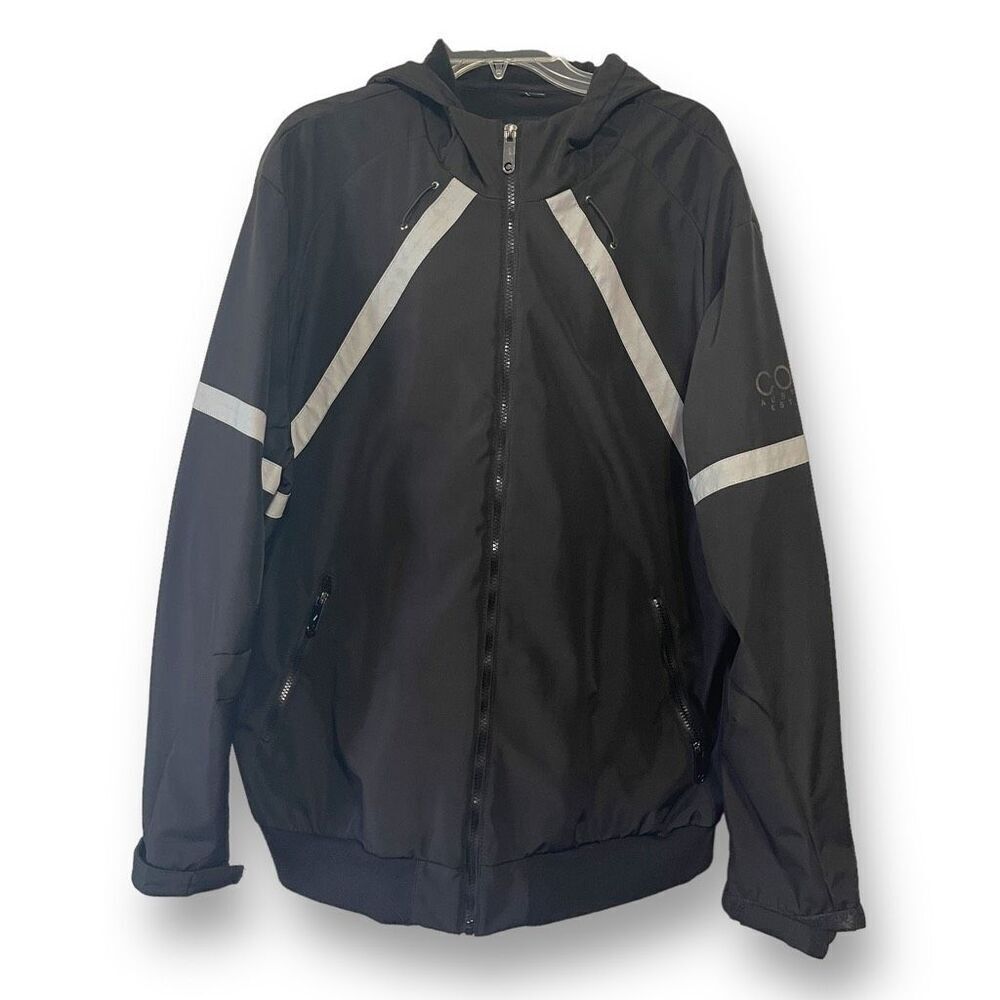 Coogi Australia Men's Vintage Full Zipper Hooded Bomber Jacket Black‎ Size 3X